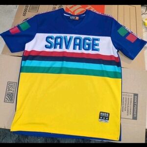 BLACK PIKE Savage Shirt Self Made Stripe Multicolor Jersey Medium EUC